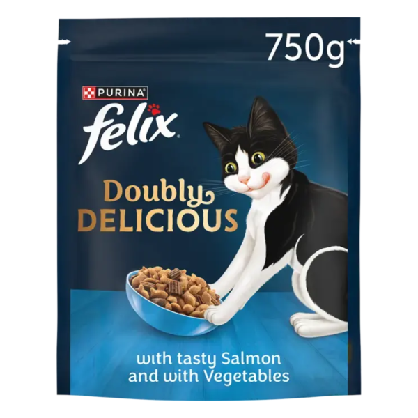 Felix Doubly Delicious Dry Cat Food 750g - Salmon & Vegetables