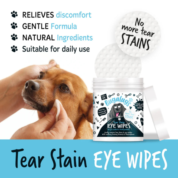Bugalugs Tear Stain Eye Wipes for Dogs (100 Wipes)