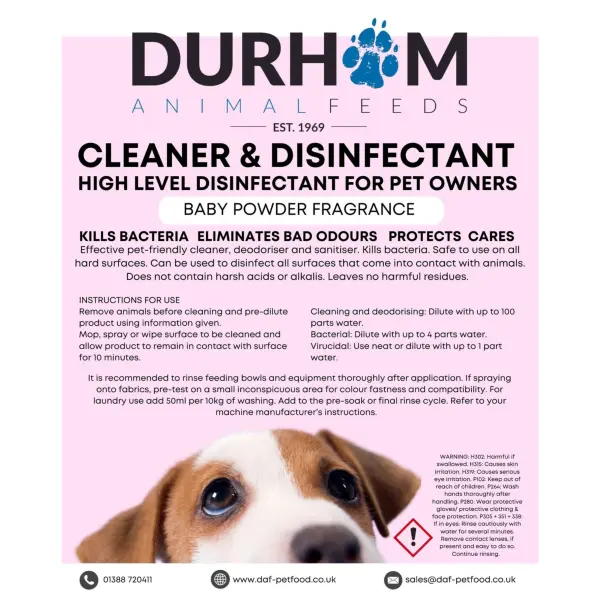 Durham Animal Feeds Cleaner & Disinfectant 5ltr - Baby Powder