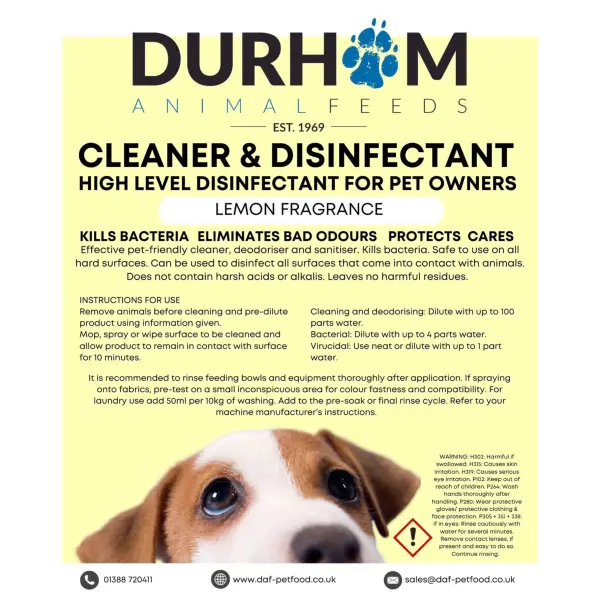 Durham Animal Feeds Cleaner & Disinfectant 5ltr - Lemon