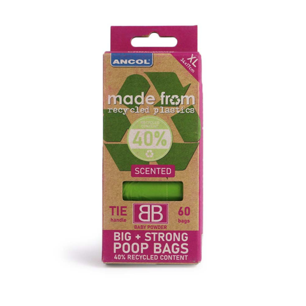 Ancol Made From Refill Poop Bag Rolls - Scented Baby Powder 60 Bags