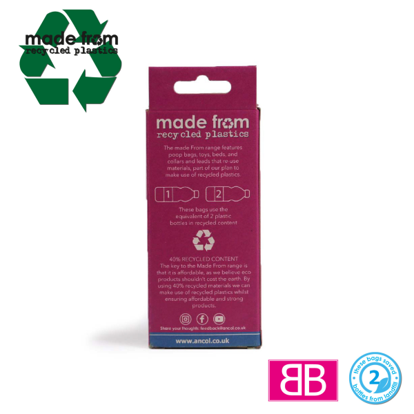 Ancol Made From Refill Poop Bag Rolls - Scented Baby Powder 60 Bags