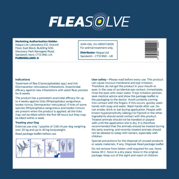 FleaSolve Spot-on Solution for Large Dogs 20-40kg