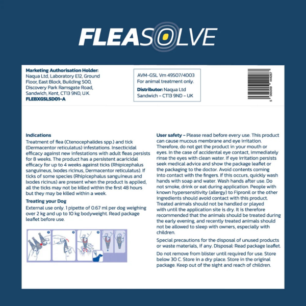FleaSolve Spot-on Solution for Small Dogs 2-10kg
