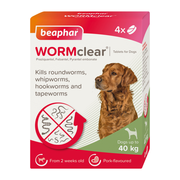 Beaphar Wormclear Dogs - 40kg (4 Tablets)