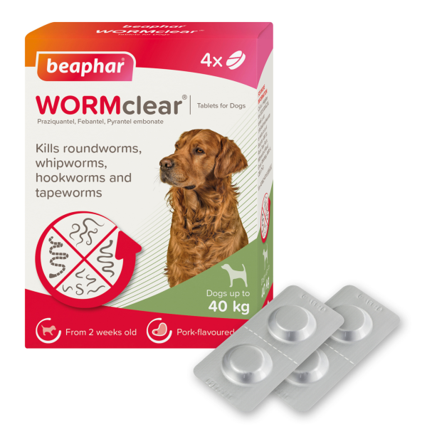 Beaphar Wormclear Dogs - 40kg (4 Tablets)