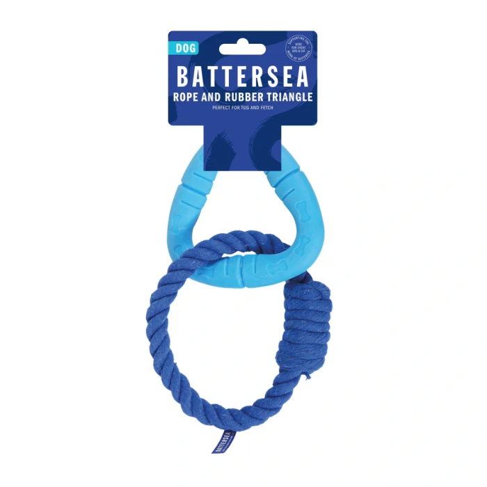 Battersea Rope and Rubber Triangle Tug Dog Toy Main Image