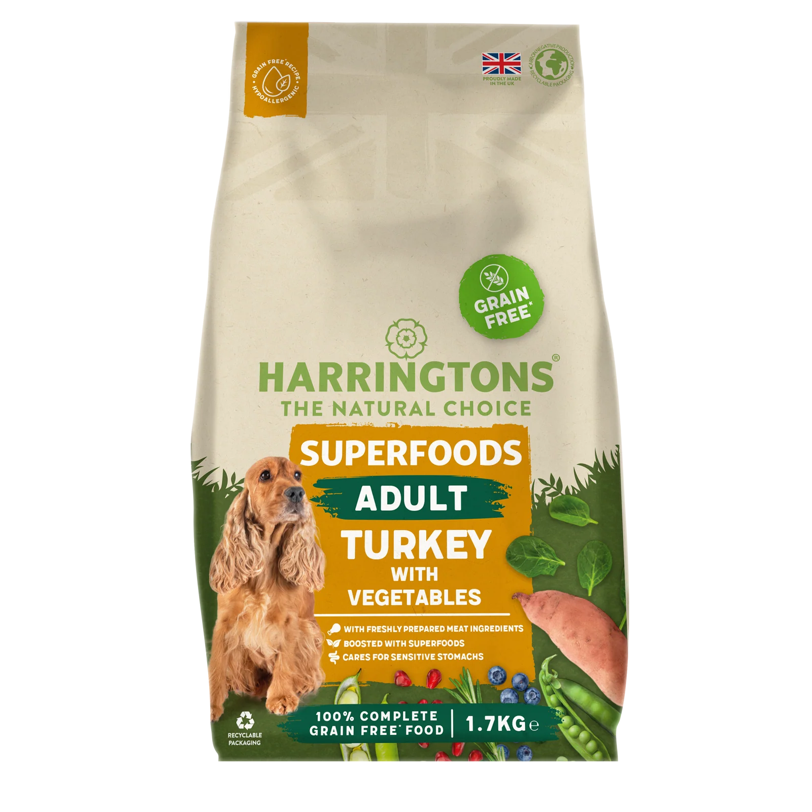 1.7kg-Adult-Turkey Harringtons Dry Dog Food 1.7kg - Super Foods Turkey - Image 1