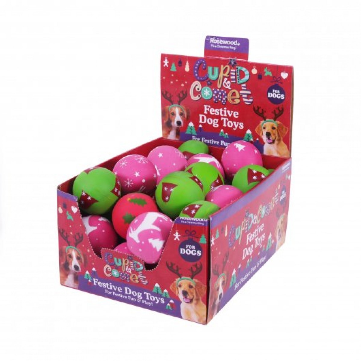 Rosewood Festive Rubber Ball – Pawfect Supplies Ltd Product Image