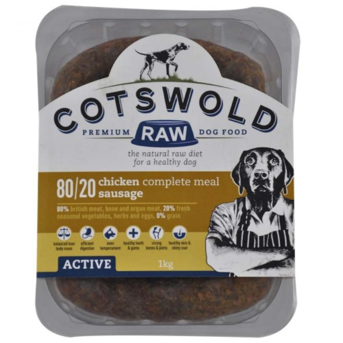 Cotswold Raw – Active Sausage Chicken 1kg – Pawfect Supplies Ltd Product Image