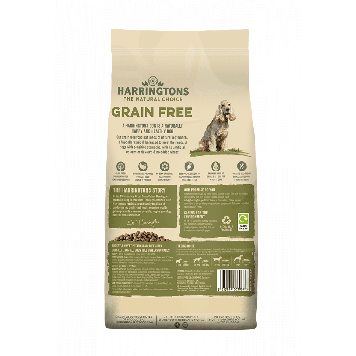 Harringtons Grain Free Adult Turkey & Sweet Potato 2kg – Pawfect Supplies Ltd Product Image