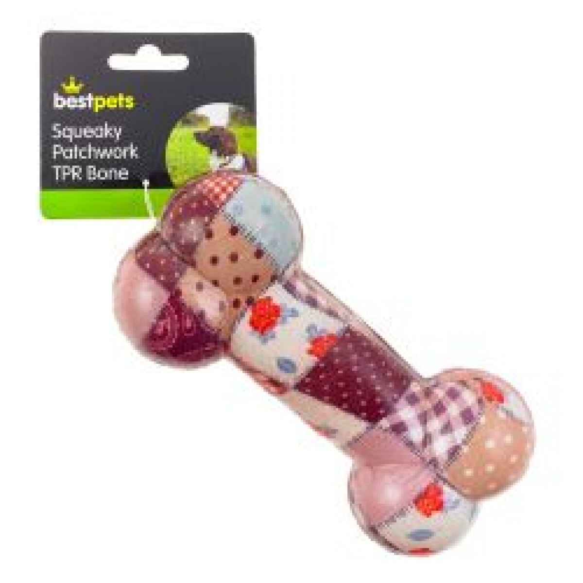 Squeaky Patchwork Bone – Pawfect Supplies Ltd Product Image