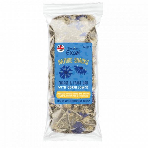 Burgess Excel – Forage & Feast Hay Bar with Cornflower 60g – Pawfect Supplies Ltd Product Image