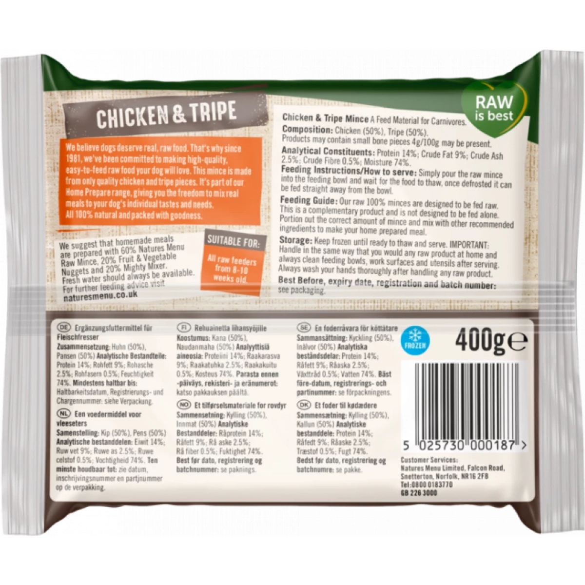 Natures Menu – Chicken and Tripe 400g – Pawfect Supplies Ltd Product Image