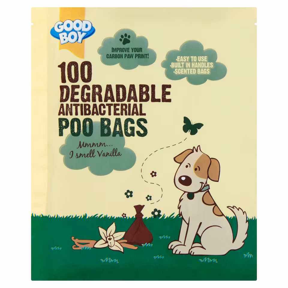 26460fcd-f217-4469-9b7b-c65dfb40ad50_1286491831 Good Boy Antibacterial Degradable Poo Bags x 100 - Image 1