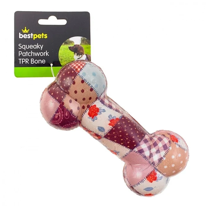 Bestpets Squeaky Patchwork TPR Bone Main Image