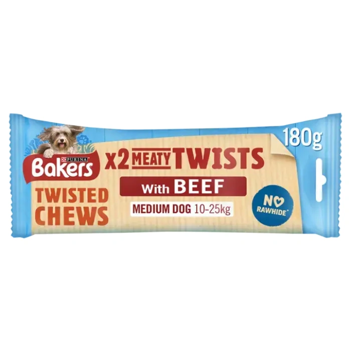 Bakers Meaty Twists Beef Dog Chews 180g Main Image