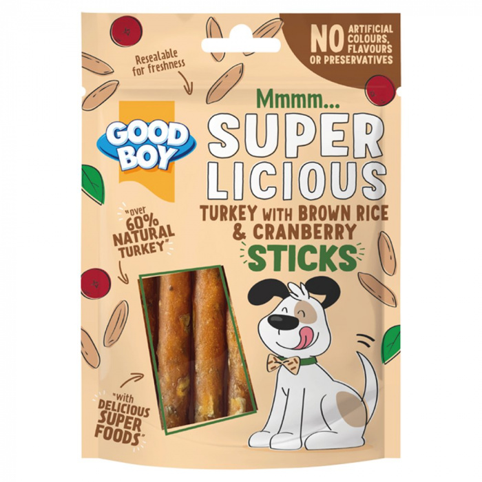 Good Boy Superlicious Turkey with Brown Rice & Cranberry Sticks 70g Main Image