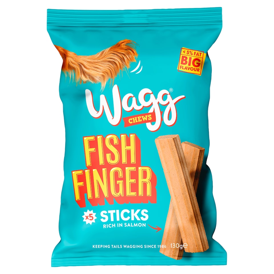 5c1307d7-9114-4493-a018-7053d0772578_831125025 Wagg Chews - Fish Finger Sticks 130g - Image 1