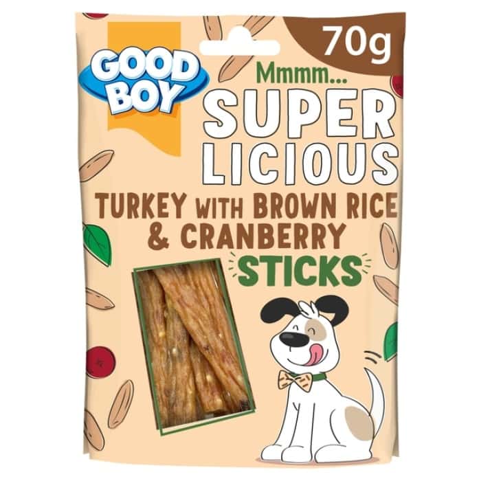 Good Boy Super Licious Turkey with Brown Rice & Cranberry Sticks 70g Main Image