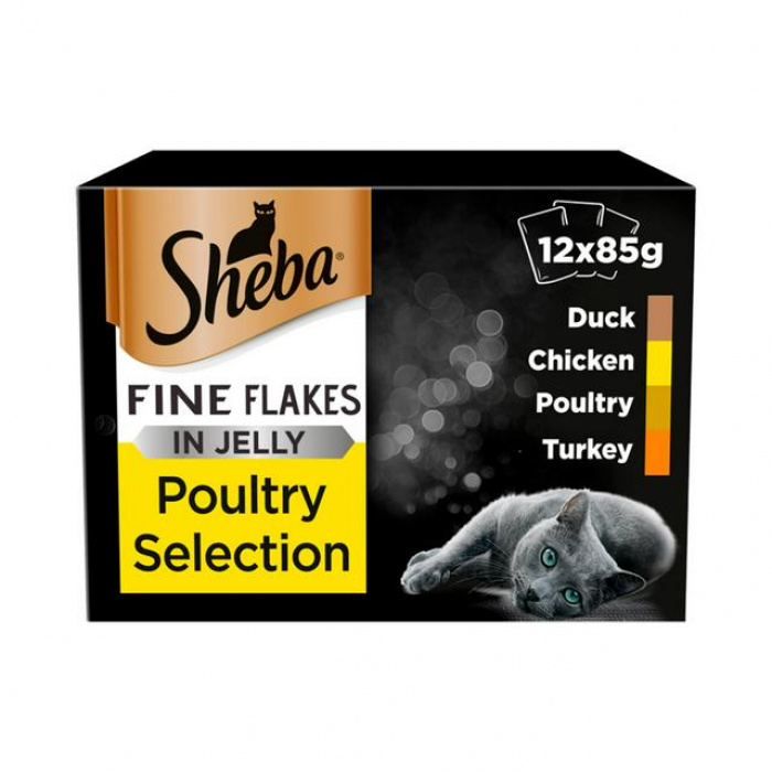 Sheba Fine Flakes Poultry in Jelly 12 x 85g Main Image