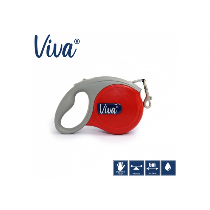 Viva Retractable 5m Lead - Red Main Image