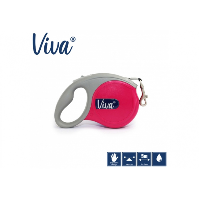 Viva Retractable 5m Lead - Pink Main Image