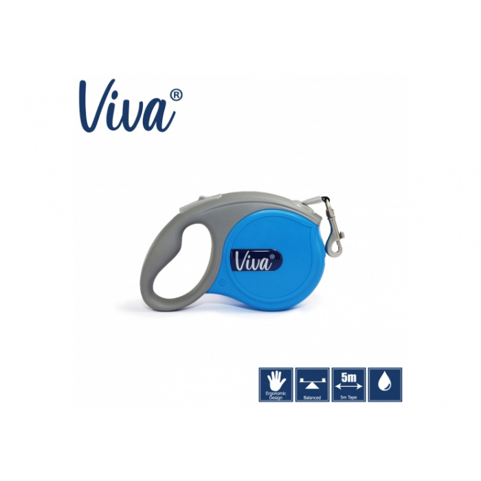 Viva Retractable 5m Lead - Blue Main Image