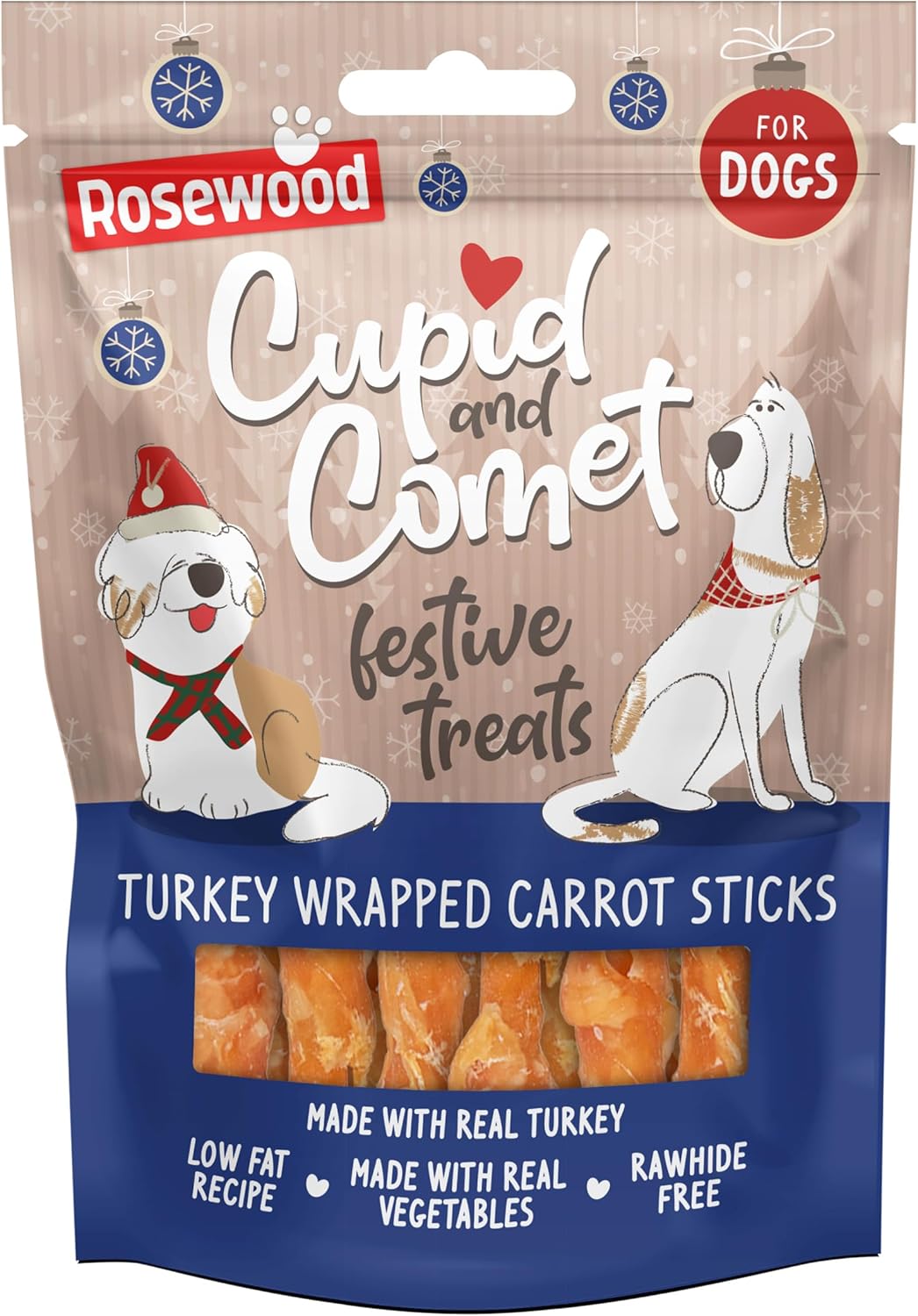 81G6s2RuxlL._AC_SL1500_ Rosewood Cupid & Comet - Turkey wrapped Carrot Sticks 100g - Image 1