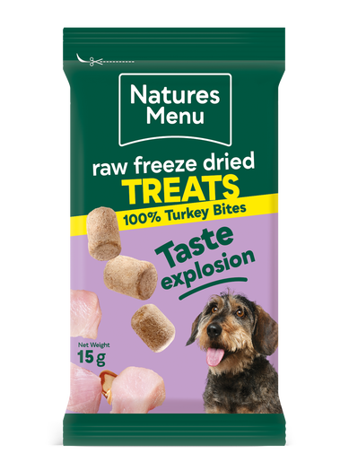 AAFF_128754_AffinityNVD_BitesTurkey_VFF24-V1_15g_FOP_3D Natures Menu Freeze Dried Treats - Turkey 15g - Image 1