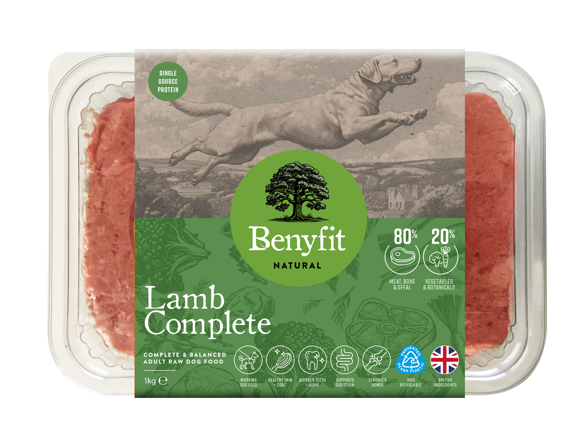 Benyfit-Natural-Tub-Render-Lamb-Complete-1kg Benyfit Natural Complete 1kg - Lamb - Image 1