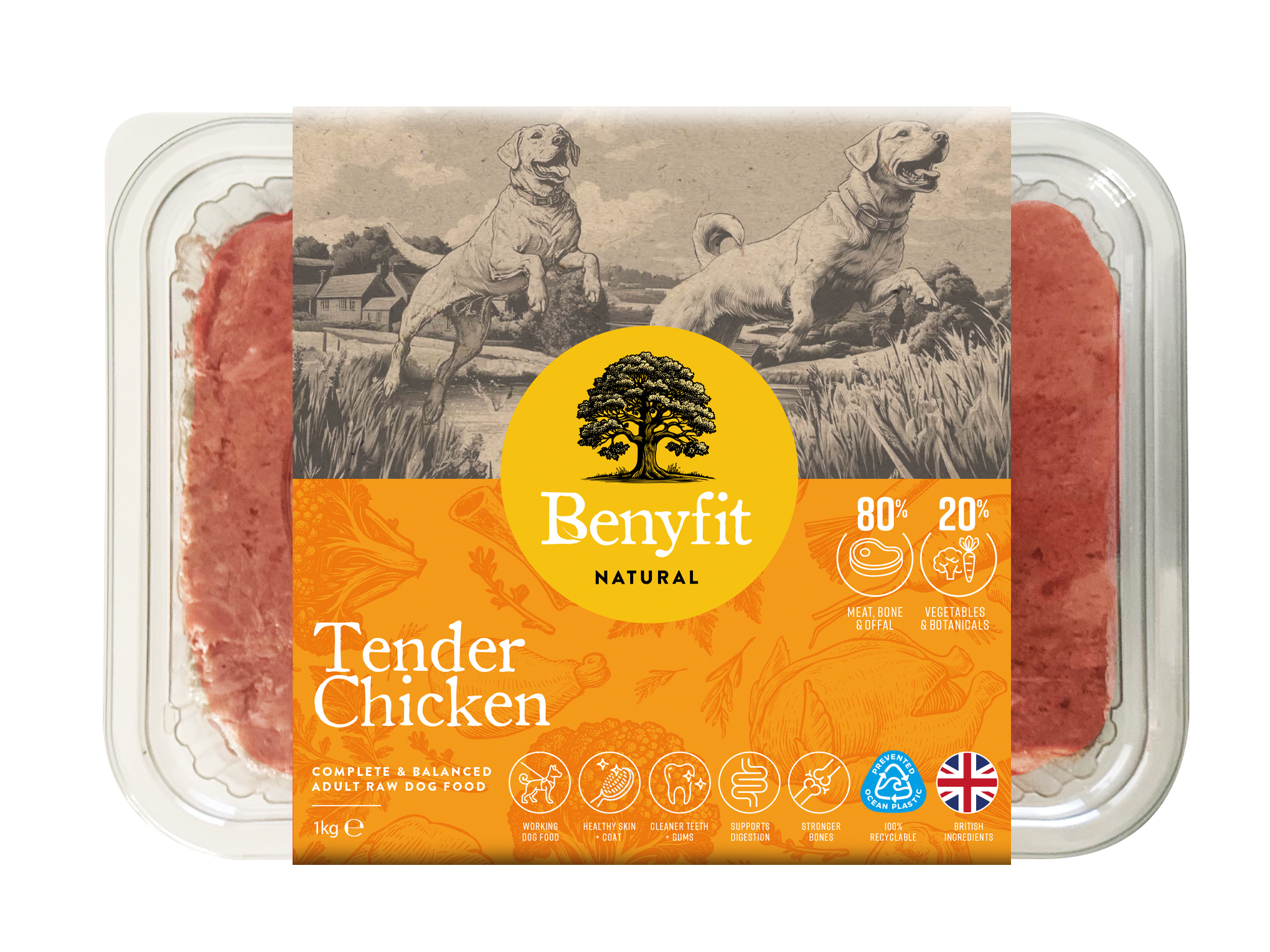 Benyfit-Natural-Tub-Render-Tender-Chicken-1kg Benyfit Natural Complete 1kg - Tender Chicken - Image 1