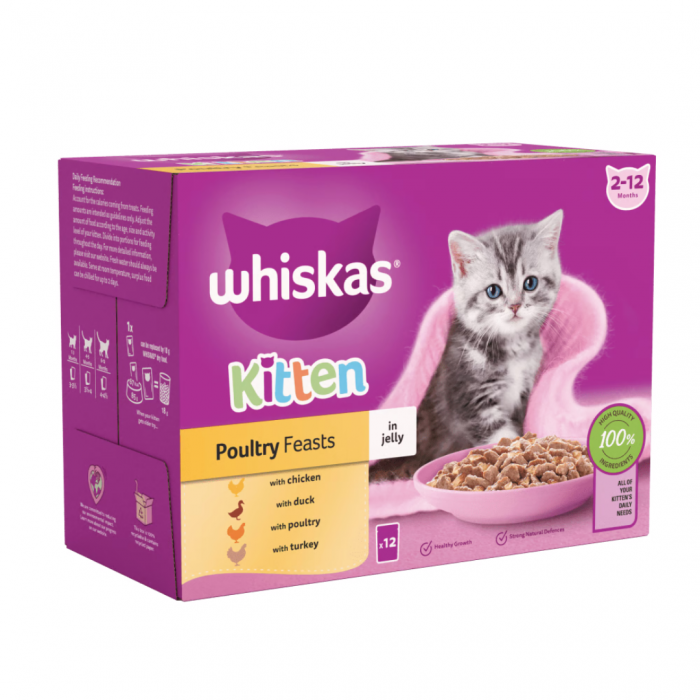 Whiskas Kitten 2-12 Months Poultry Feasts in Jelly 12 x 85g Main Image