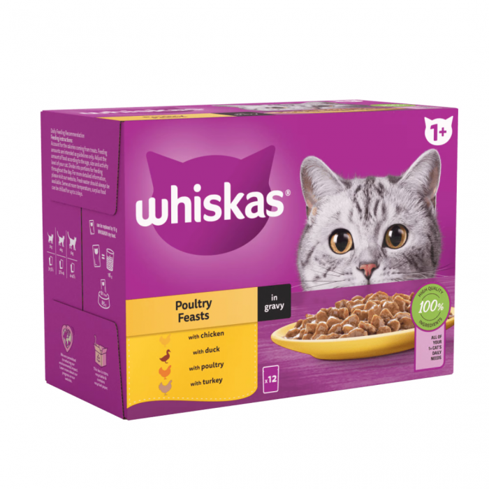 Whiskas Poultry Feasts in Gravy 1+ Adult 12 x 85g Main Image