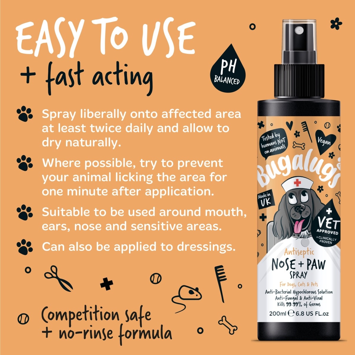 Bugalugs - Antiseptic Paw & Nose Spray 200ml Main Image