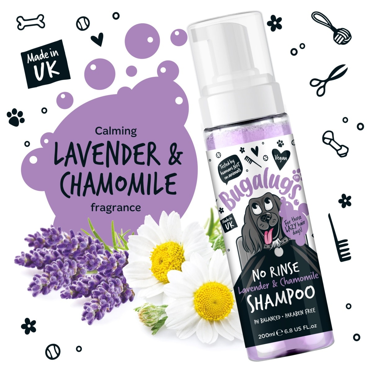 Bugalugs - No Rinse Lavender & Chamomile Shampoo 200ml Main Image