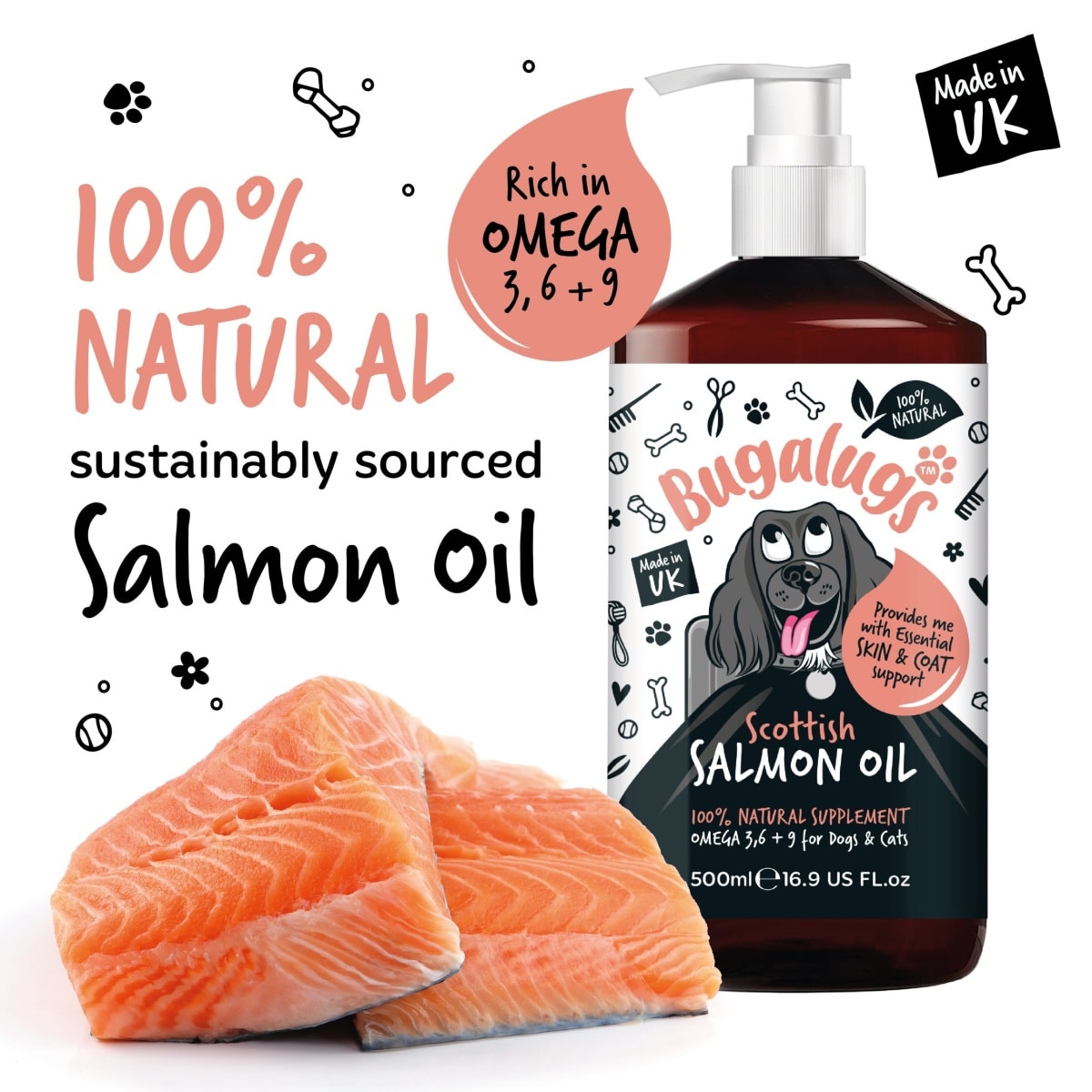 Bugalugs Scottish Salmon Oil 500ml Main Image