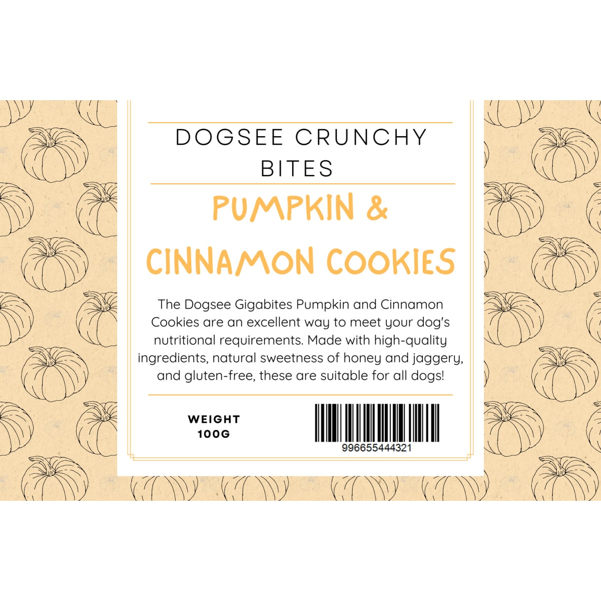 Dogsee Pumpkin and Cinnamon Cookies 100g Main Image