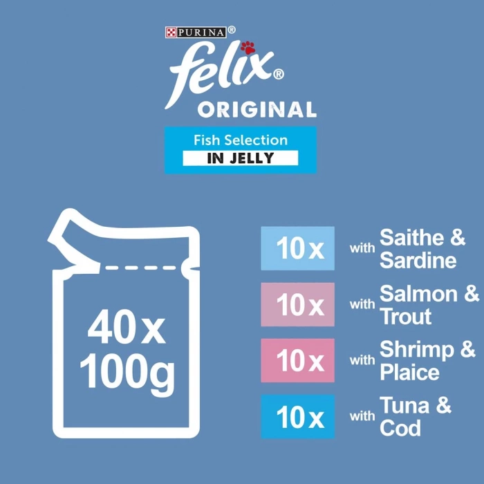 Felix Original Fish Selection in Jelly 12 x 100g Main Image