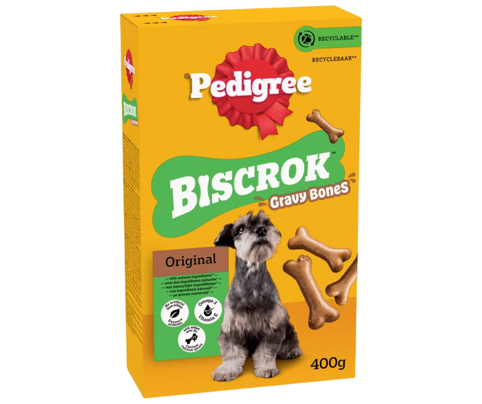 Untitled design (2) Pedigree Biscrock Gravy Bones 400g - Image 1