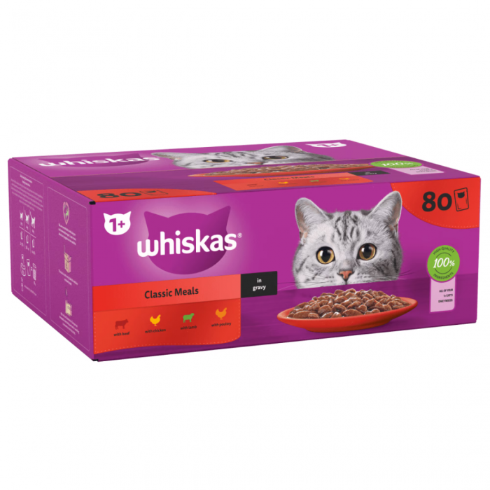 Whiskas Adult 1+ Meat in Gravy 80 x 85g Main Image
