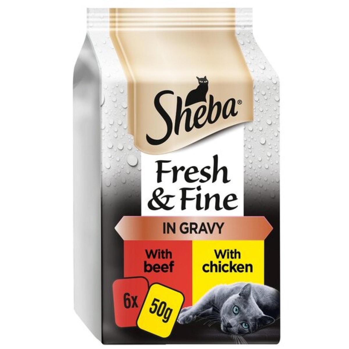 Sheba F&F in Gravy with Beef & with Chicken 6 x 50g Main Image