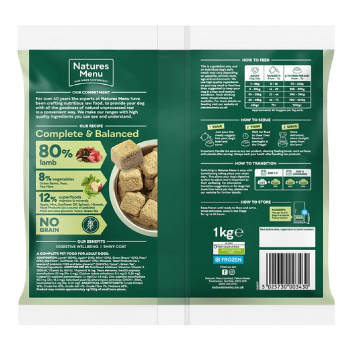 Natures Menu Nuggets 1kg - British Lamb 80/20 Main Image