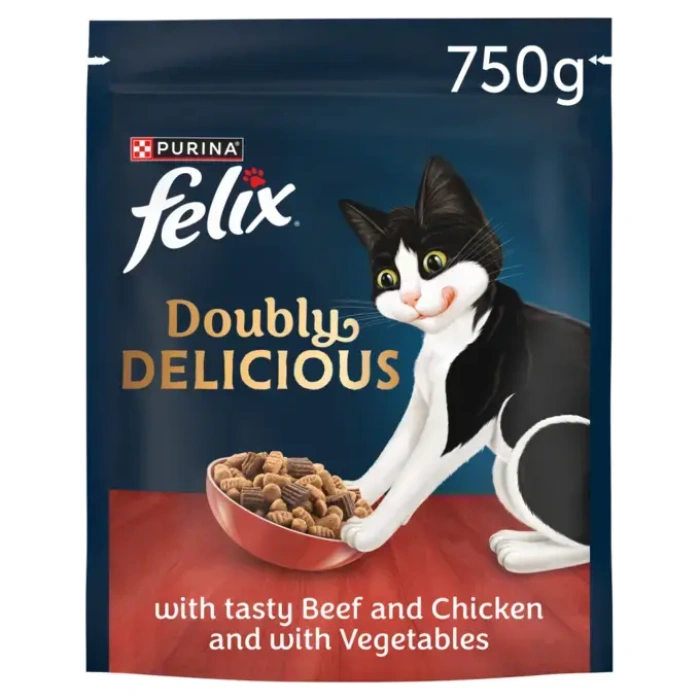 Felix Doubly Delicious Dry Cat Food 750g - Beef, Chicken & Veg Main Image