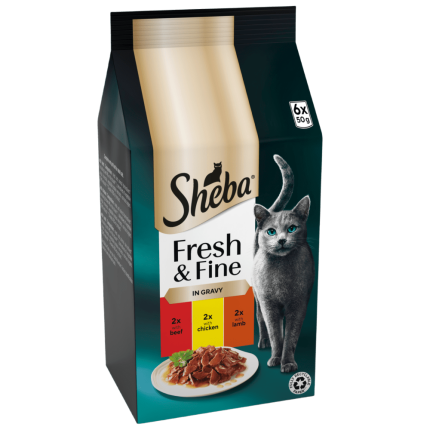 Sheba Fresh & Fine - Beef, Chicken & Lamb in Gravy 6 x 50g