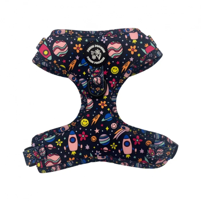 Pembs Pooches Adjustable Harness - In My Happy Space (blue & pink) Main Image