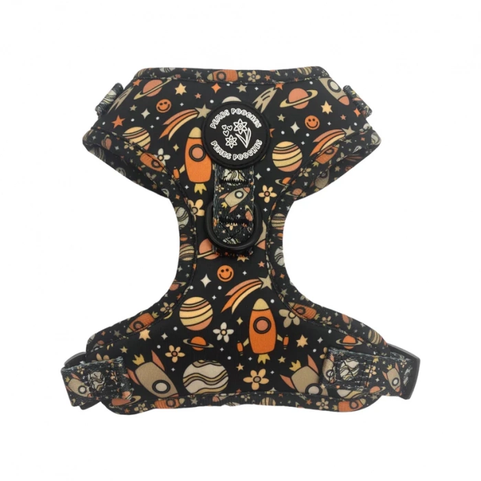 Pembs Pooches Adjustable Harness - In My Happy Space (black & orange) Main Image