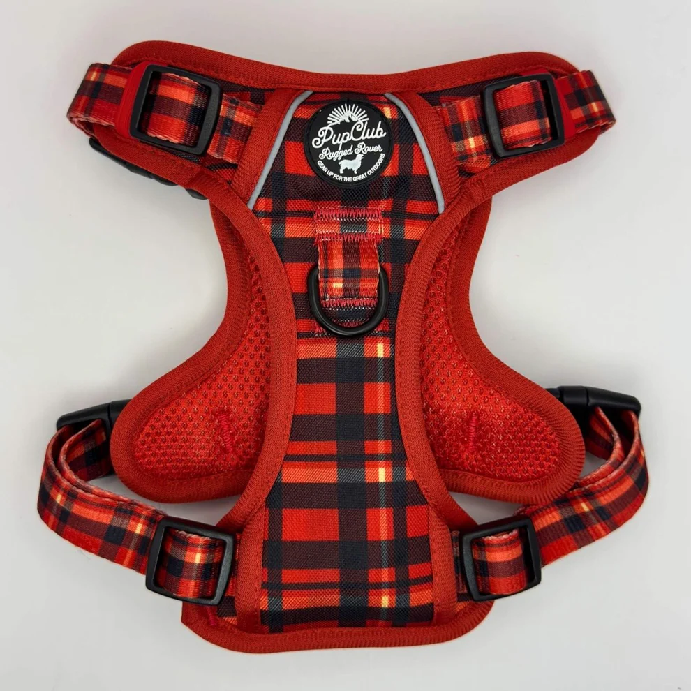 rugged_rover_dog_harness_red_tartan_front_pupclub_couture-328704 Rugged Rover™ Harness - Red Tartan - Image 1
