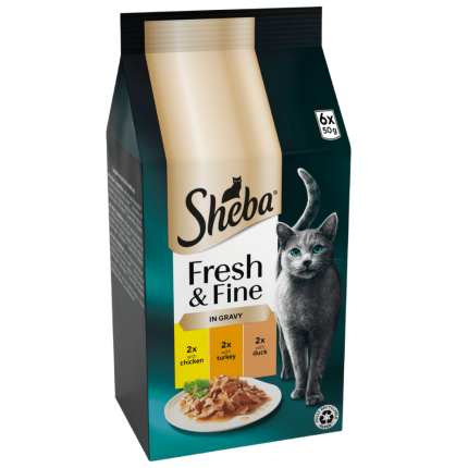 Sheba Fresh & Fine - Chicken, Turkey & Duck in Gravy 6 x 50g