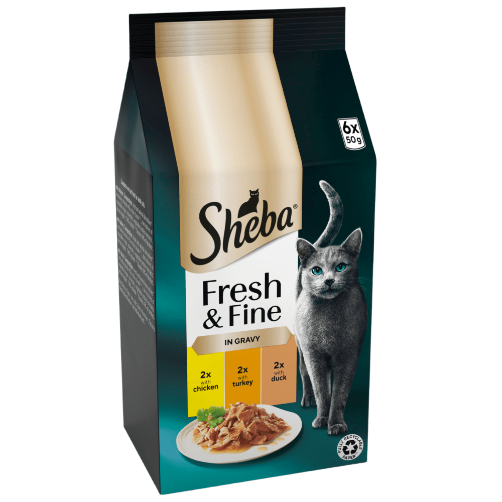 tftvy8tp3jjxkkuvzxnd Sheba Fresh & Fine - Chicken, Turkey & Duck in Gravy 6 x 50g - Image 1